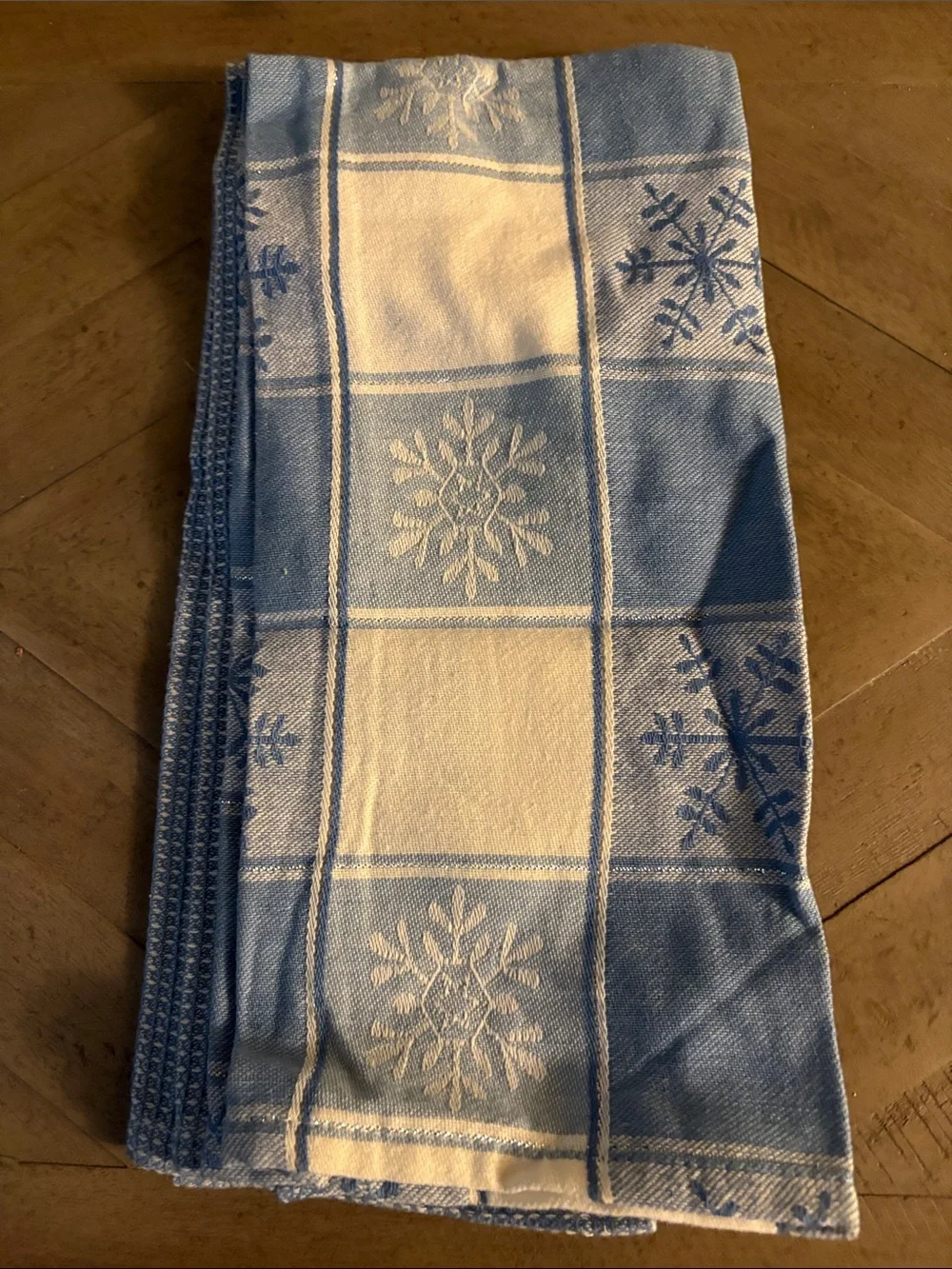 Lenox Blue and White Snowflake Kitchen Towel